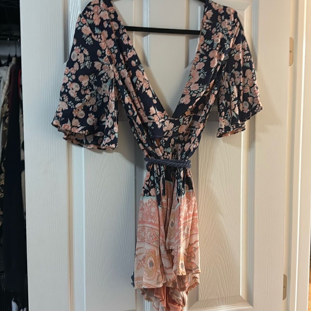 Super Cute FLoral Shorts Romper - Rope Belt - Size Small - RUMOR BOUTIQUE